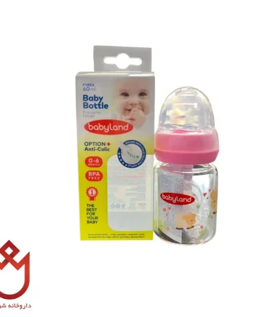 شیشه شیرخوری نوزاد بیبی لند ۰-۶ ماه–شیشه پیرکس ایمن و ضد نفخ