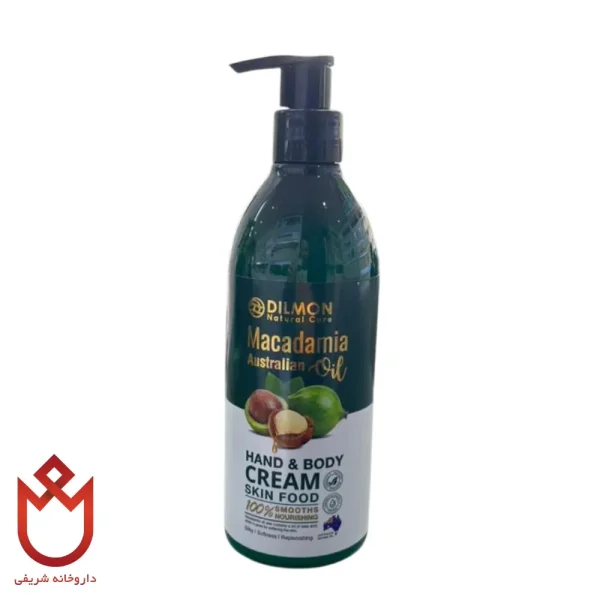 کرم مرطوب کننده دست و بدن دیلمون حاوی روغن ماکادمیا
